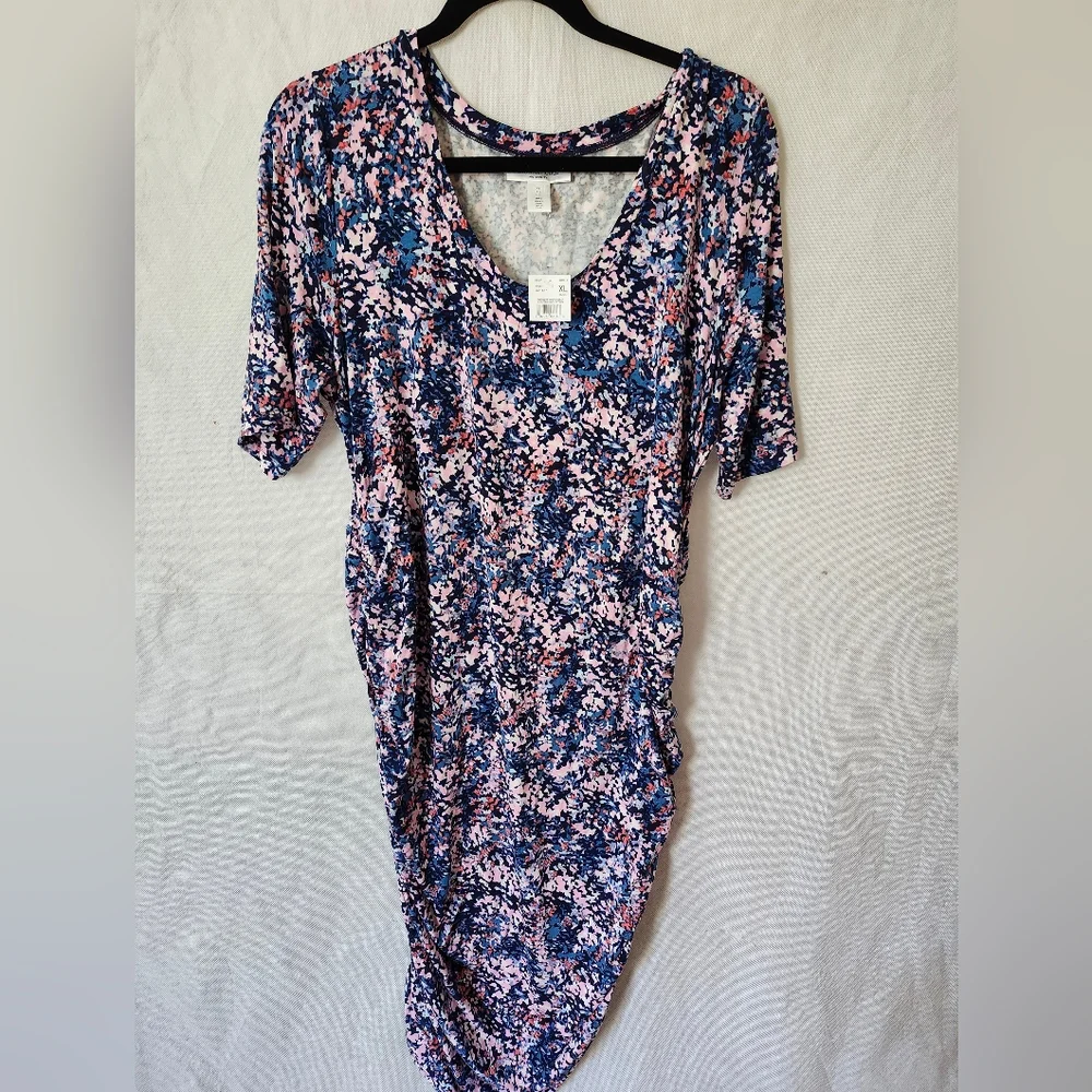 Motherhood Maternity Ruched Sides Bodycon Midi Dress Size XL - Picture 3 of 6